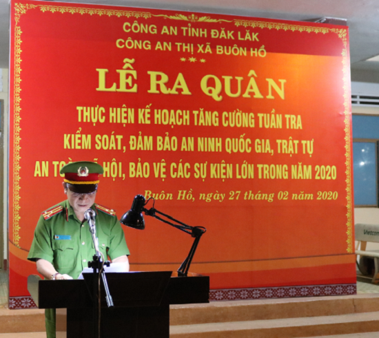 Công an thị xã tổ chức Lễ ra quân tuần tra, kiểm soát bảo đảm an ninh Quốc gia, trật tự an toàn xã hội, bảo vệ các sự kiện lớn trong năm 2020