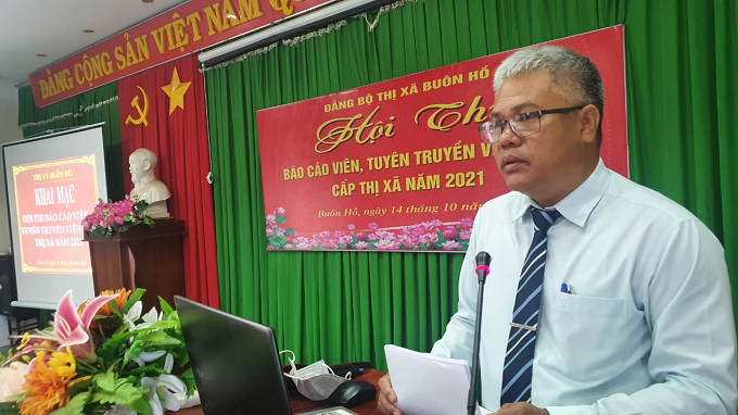 Hội thi báo cáo viên, tuyên truyền viên giỏi thị xã Buôn Hồ năm 2021