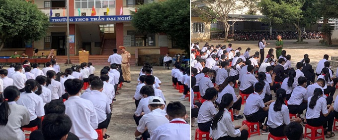 Công an thị xã Buôn Hồ tổ chức phát động phong trào Toàn dân bảo vệ ANTQ tại Trường THCS Đinh Tiên Hoàng, Trường THCS Trần Đại Nghĩa và Trường THCS Hùng Vương