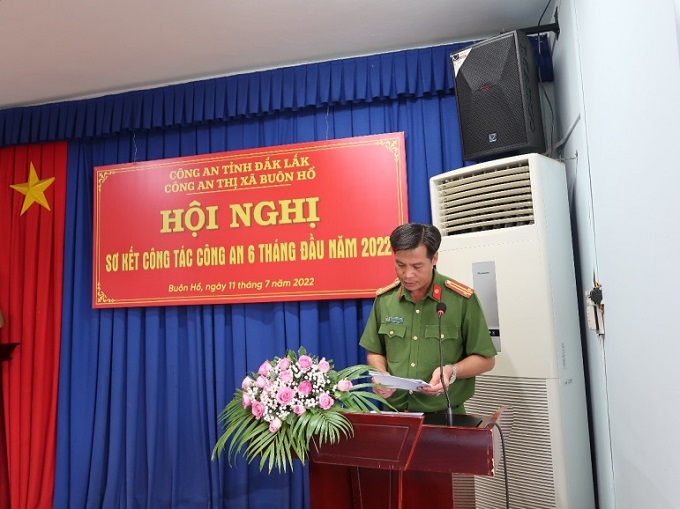 Công an thị xã tổ chức Hội nghị sơ kết công tác Công an 6 tháng đầu năm và triển khai nhiệm vụ công tác 6 tháng cuối năm 2022