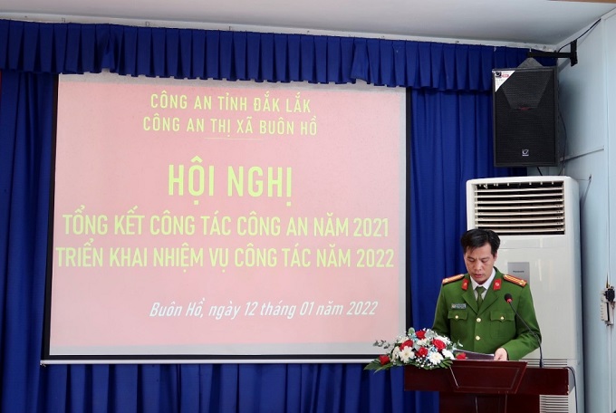 Công an thị xã tổ chức Hội nghị tổng kết công tác Công an năm 2021 và triển khai nhiệm vụ công tác năm 2022