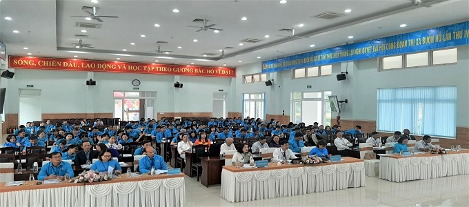 Đại hội Công đoàn thị xã Buôn Hồ khóa IV: Thảo luận, thông qua 10 chỉ tiêu nhiệm kỳ 2023-2028.