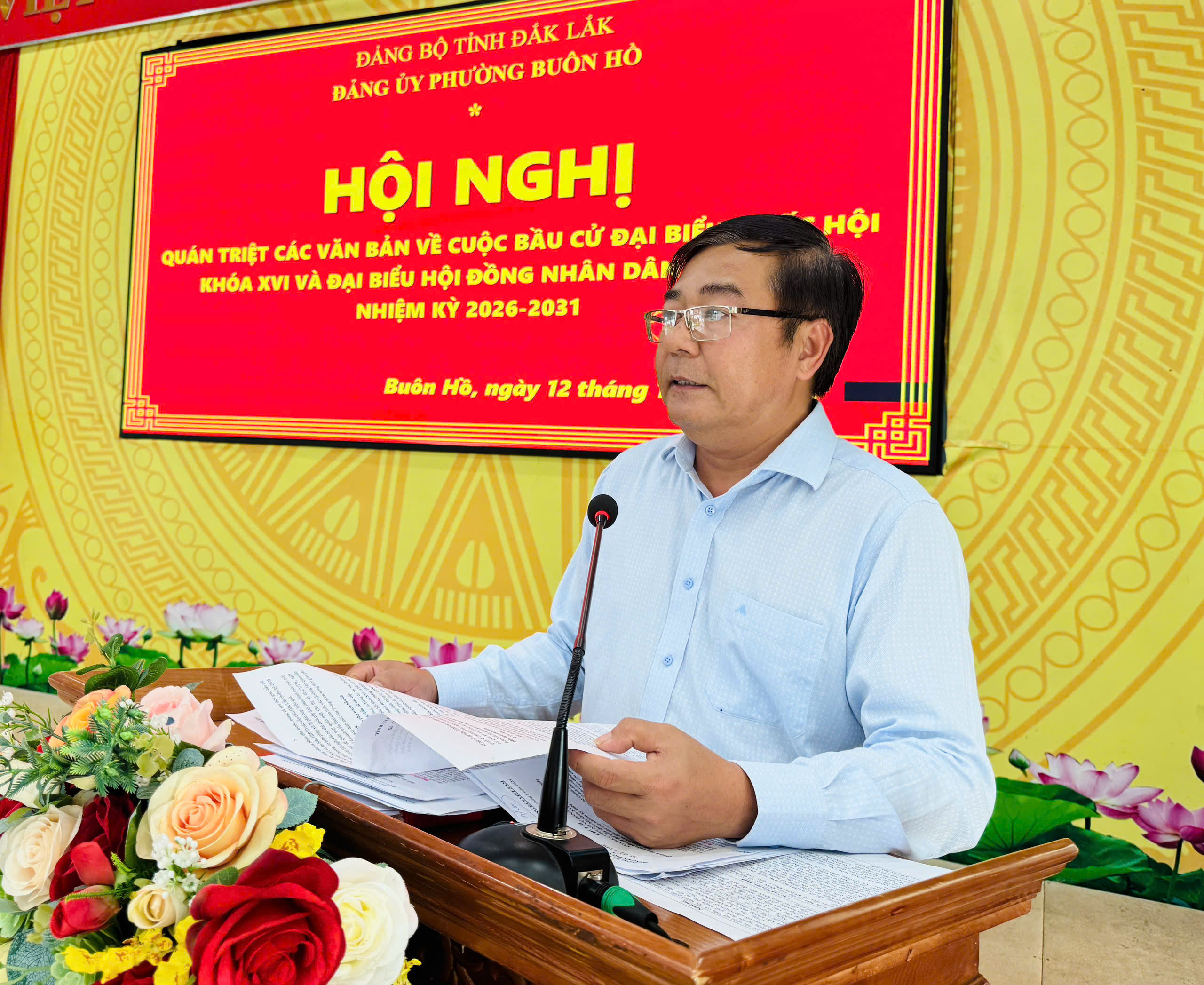 Đảng ủy phường Buôn Hồ quán triệt các văn bản chỉ đạo về bầu cử đại biểu Quốc hội khóa XVI và HĐND các cấp