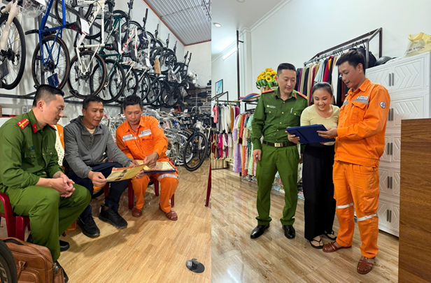 Công an phường An Bình phối hợp Điện lực Buôn Hồ kiểm tra công tác PCCC và CNCH để đảm bảo an toàn cho dịp Tết Nguyên đán Ất Tỵ năm 2025